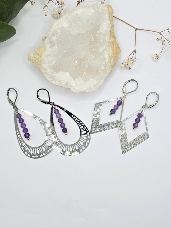 Boucles filigrane Amethyste