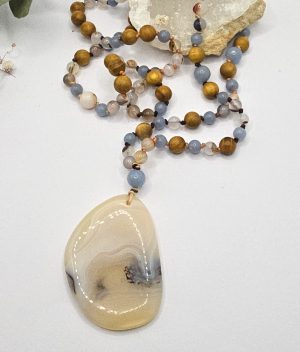 Mala agate dentritique angelite
