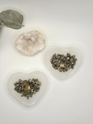 Coupelle en Sélénite  Pyrite et Citrine