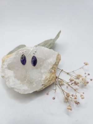 boucles d’oreilles charoïte