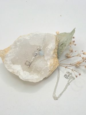 Collier Clé Saint Benoît et aigue-marine