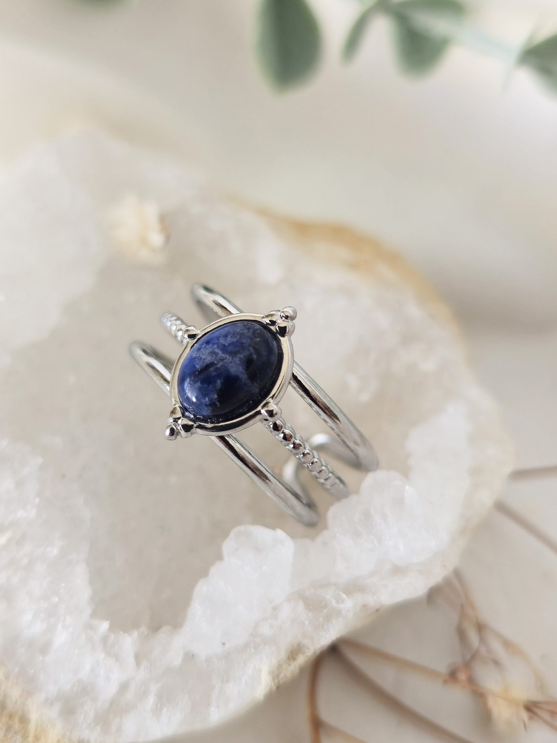 Bague en sodalite & acier inoxydable – Image 2