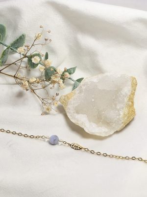 Bracelet en Cristal de roche & Calcédoine bleue lace