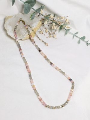 Collier Opale rose & Labradorite