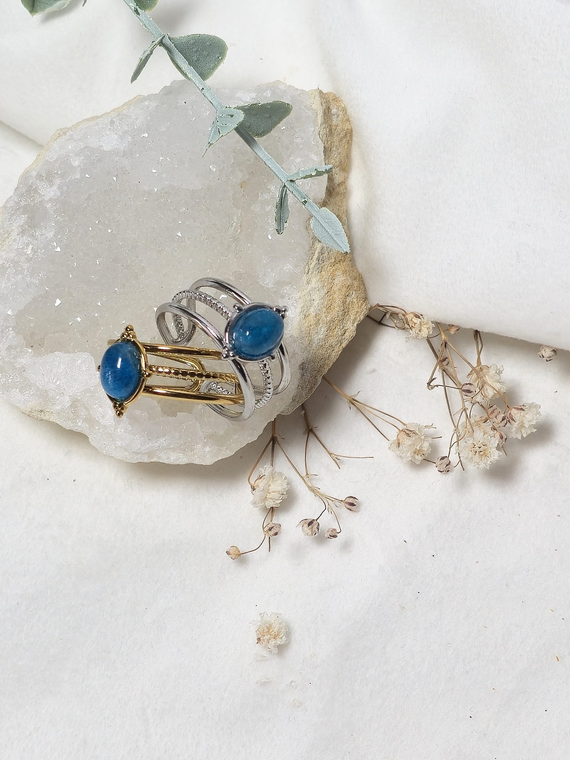 Bague Apatite naturelle Acier inoxydable