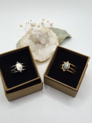 Bague en Acier Inoxydable & Nacre grise