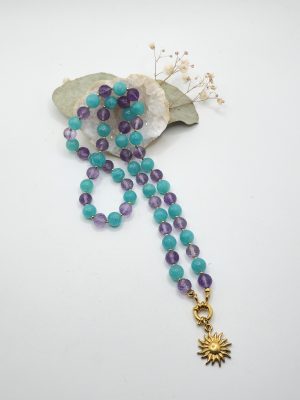 Collier Amazonite & Améthyste Facettée