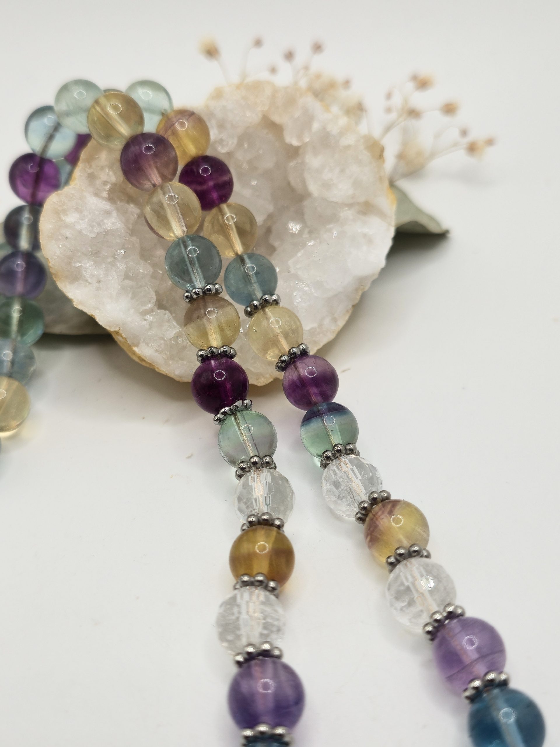 Collier Fluorite Rainbow Cristal de Roche – Image 4