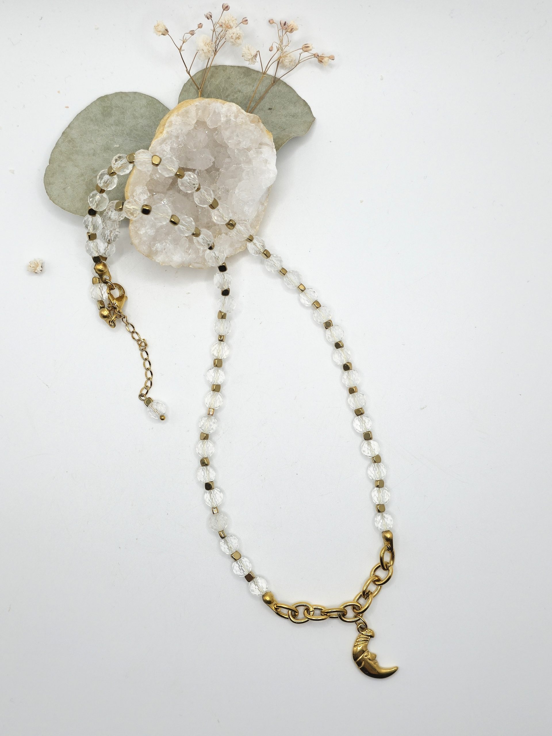 Collier Cristal de Roche Hématite