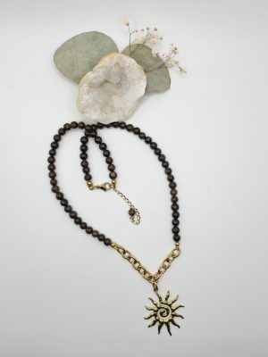 Collier Bronzite & Pendentif Soleil