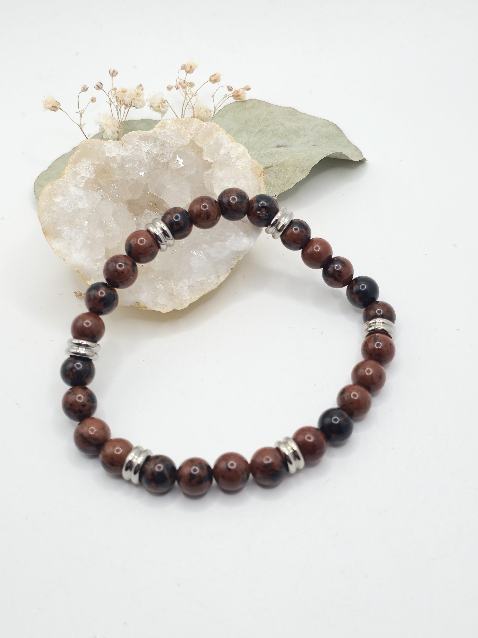 Bracelet Homme Obsidienne Acajou