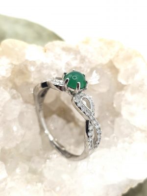 Bague Réglable Chrysoprase en Argent 925