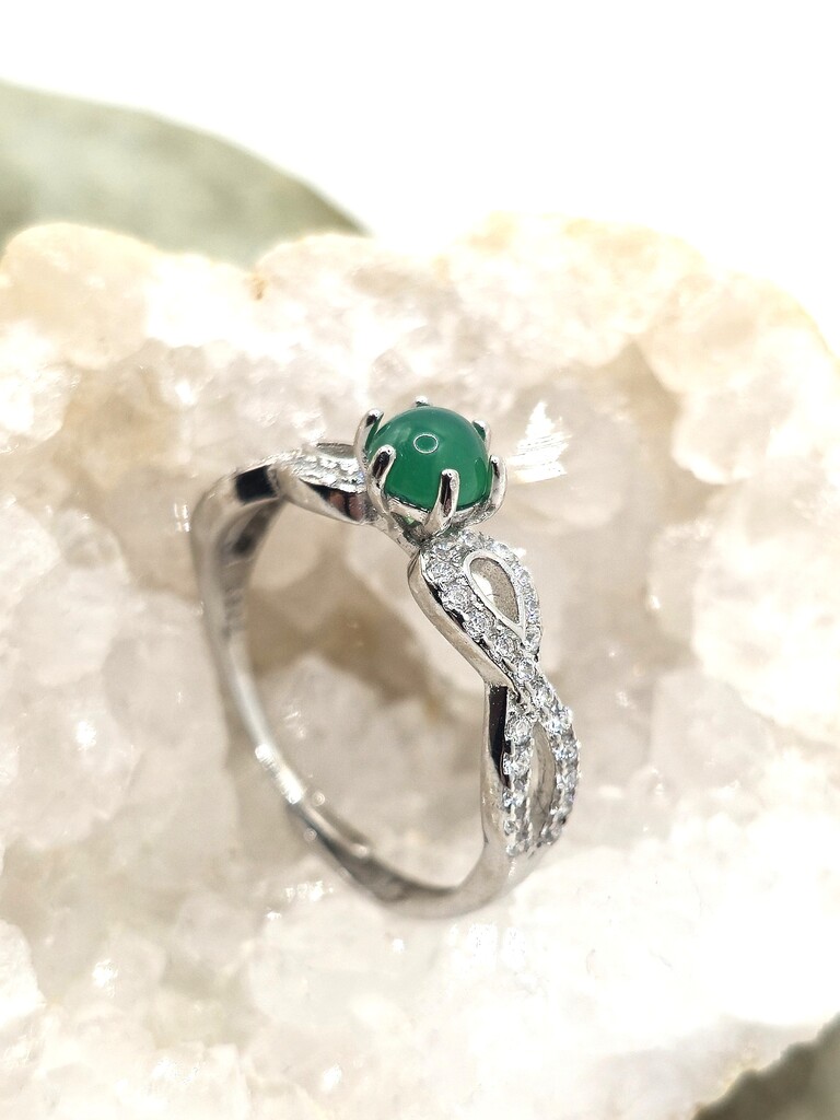 Bague Réglable Chrysoprase en Argent 925