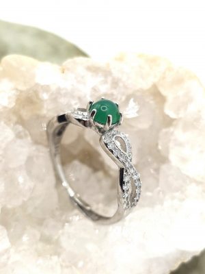 Bague Réglable Chrysoprase en Argent 925