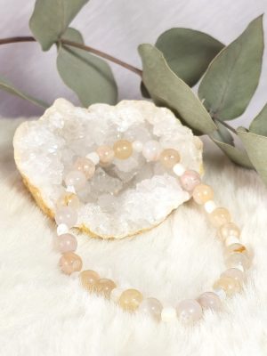 Bracelet Agate Fleur et Nacre Naturelle